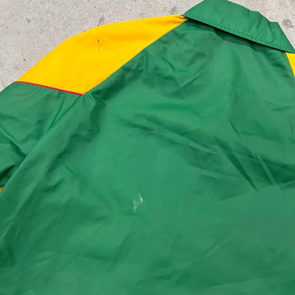 True Vintage Swingster TX Trojan Seed Corn Jacket Windbreaker Coaches Snap Up L